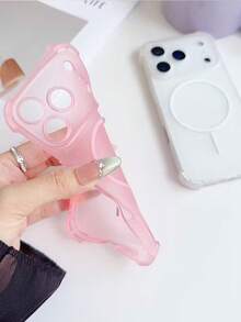 1pc Precise Hole Air Cushion Anti-Fall Magnetic Absorption Phone Case, Matte Pink Transparent Phone Case Compatible With IPhone 11/12/13, Magnetic Ring Wireless Charging Phone Case Compatible With IPhone 14/15/16, Pink Girly Phone Protective Case Compatible With IPhone 17/17Pro/17ProMax/Air Series, TPU Soft Phone Protective Cover Compatible With IPhone 15, Phone Case Compatible With IPhone 16, Phone Case Compatible With IPhone 17 Pro, Phone Case Compatible With IPhone 13 - View 2