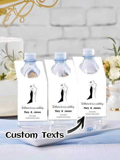 15/30PCS Customized Wedding Mineral Water Bottle Labels, Customized Text Paper Bottle Stickers, Personalized Decorative Cards, Suitable For Birthday And Party Items, Wedding Labels, Personalized Hanging Tags, Engagement Stickers, Wedding Gifts, Elegant Design, Decorative Labels, Personalized Gifts, Tags, Event Planners, Craft Enthusiasts