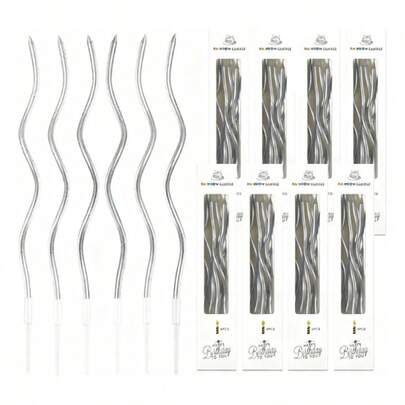 Tendencia48 Velas Plateadas Curvas Pastelera Pastel Feliz CumpleañosCalidad premium