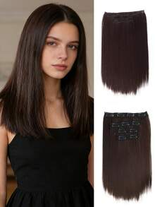 Extensiones de cabello rectas de 14 pulgadas con clip, cabello sintético natural y suave, extensiones con clip invisibles para dar volumen, aptas para uso diario - Multicolor - Ver 12