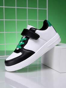 Children's Canvas Shoes, New Fashion Leather Patchwork Design, Comfortable Lightweight Thick Sole Non-Slip Casual Shoes For Middle & Big Kids, Simple Solid Color High-End Campus Student Shoes, Versatile Outdoor Casual Sports Shoes - Green - View 3