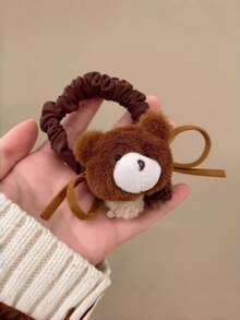 1pc Children's Cute Minimalist Cartoon Plush Bear Hair Scrunchie, Versatile Elegant Charming Ponytail & Bun Hair Accessory For Girls - Multicolor - View 9