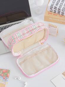 1个可爱碎花数码配件收纳袋，时尚蝴蝶结电子产品整理袋旅行通用线缆袋，条纹小碎花图案多功能收纳袋，适用于手机壳、数据线、零钱包、珠宝、移动电源、鼠标、充电器、数据线、笔袋、硬盘、保护套、可水洗旅行收纳袋 - 彩色 - 查看 9