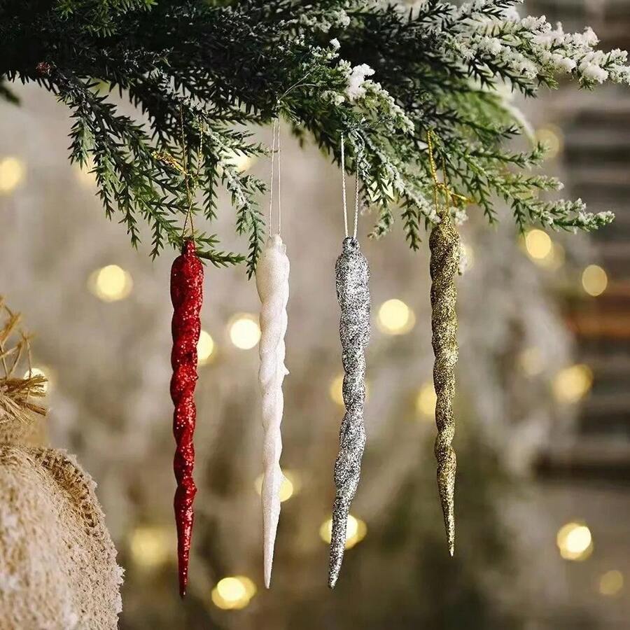 Tendencia36pzs Paquete Adorno Colgante Navideño Carambanos Brillantes Montaje CombinadoCalidad premium - 1 - Ver 1
