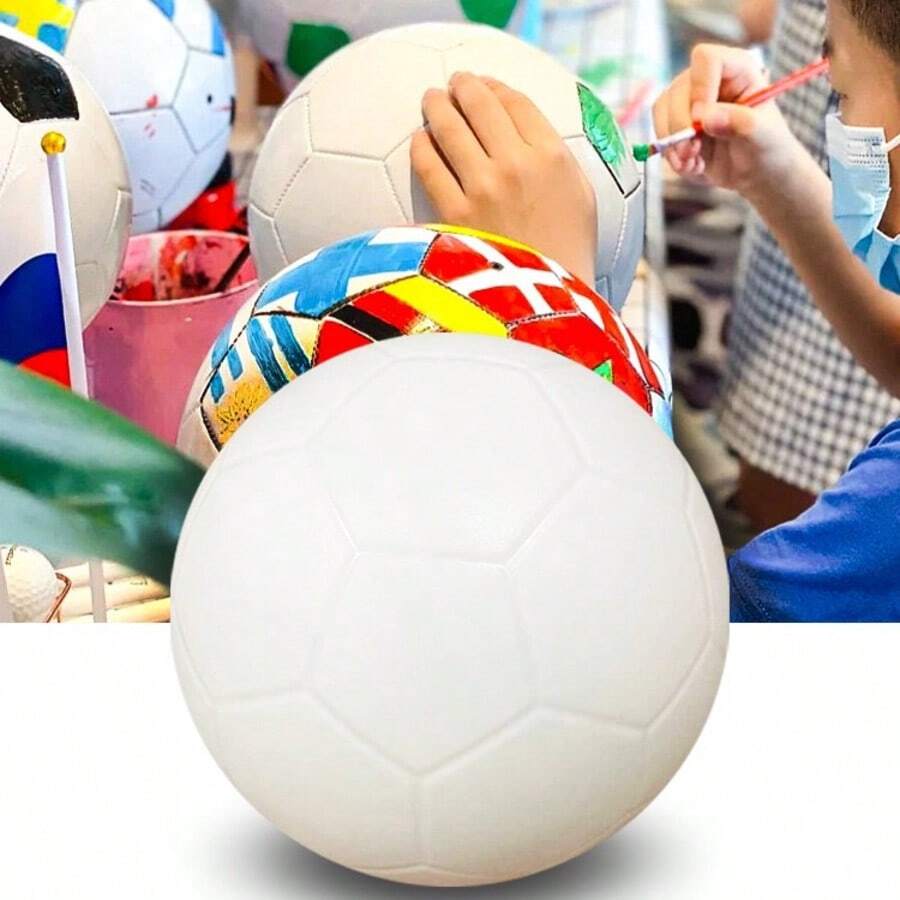 1pc Hand-Painted White Soccer Ball Toy, Inflatable PVC Soccer Ball For Sports, DIY Colorful Soccer Ball (Needs Self-Inflation)