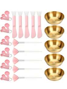 1-40pcs Professional Esthetician Facial Care Spa Set, Portable Face Mask Mixing Bowl, Dual-Head Silicone Brush Scraper, Fan-Shaped Mask Applicator Brush, Measuring Spoon, Suitable For Spa Centers And Home Gatherings, Sleepovers, Party, Skincare Mask Mixing Tool Kit - Multicolor - View 19