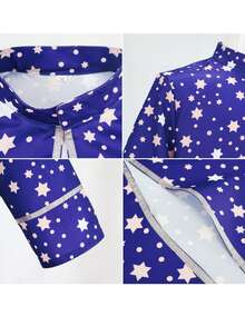 Men Adult Wizard Cosplay Magician Performance Costume Blue Starry Robe + Pointed Hat Set - Blue - View 6