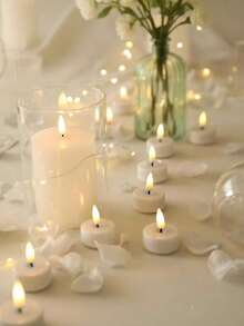 6支装电子茶蜡，无焰LED蜡烛灯，电池供电，象牙色无焰蜡茶蜡，适用于生日派对、婚礼装饰、家居装饰、节日装饰、复活节礼物、毕业典礼、蜡烛加热器、礼品、桌面装饰仿真蜡烛 - 彩色 - 查看 4