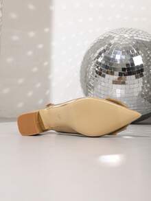 Spring New Fashion Women's Pointed Toe Wedding High Heel Shoes, Thick Heel Sandals With Rhinestone Bow, Casual Comfortable Ladies Shoes