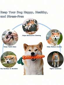 Conjunto Multipeças de Brinquedos de Mastigação para Cães e Gatos Pequenos, Médios e Grandes, Brinquedos Felizes para Cachorros, Brinquedos de Corda e Brinquedos com Apito, Adequados para Interação Cão-Gato, Trituração de Dentes e Limpeza Dental, Filhote, Brinquedo de Cachorro, Brinquedo de Gato, Acessórios para Animais de Estimação - Multicolorido - Visão 5