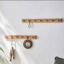 1pc Wooden Key Holder Rack, Nordic Style Wall Mounted Storage Hook, Creative And Space-Saving, Suitable For Kitchen, Bathroom, Bedroom, Back Door, Coat Rack - Apricot - View 11