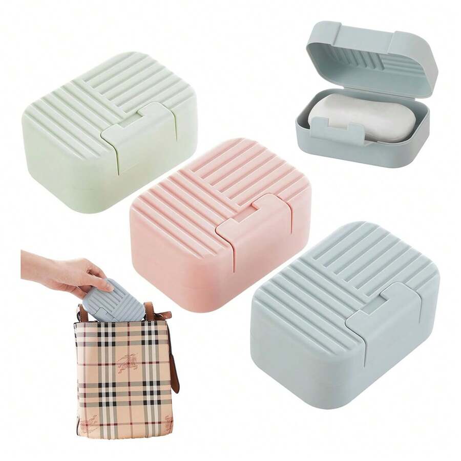 Tendencia3 Jaboneras Porta Jabón Con Tapa Caja Jabón Para Baño ViajeCalidad premium - Rosa Azul Verde - Ver 1