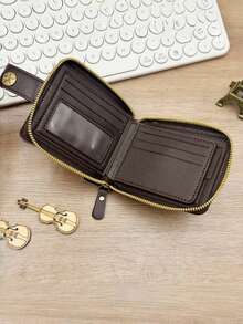 极简时尚商务风PU拉链钱包 - 黑色 - 查看 5