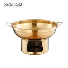 Olla caliente duradera de 20/22 cm de acero inoxidable, estufa gruesa con doble asa, utensilios de cocina para el hogar - 22CM-Oro 2 - Ver 5