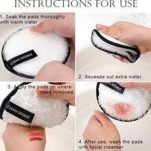 7 Pack Makeup Remover Pads Reusable Make Up Pads With Spa Headbands Large Double Sided Face Pads Washable Facial Towel Microfibre Cotton Face Eyes Cleansing Cloths For All Skin Type (7 Pieces) - Multicolor - View 3