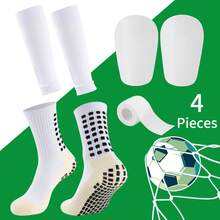 1 Set Football Leg Warmers, Shin Guards, Sports Bandage, Field Equipment - Breathable Anti-Slip Dotted Football Leg Warmers - Multicolor - View 9