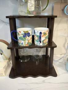 Kệ để bàn/tủ hình thang lượn sóng 2/3 tầng, lý tưởng cho gia đình, nhà bếp và văn phòng để đựng các vật dụng và đồ trang trí linh tinh, giải pháp lưu trữ nhà bếp, kệ trang trí, cấu trúc tre. - Quả óc chó - Xem 13