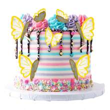 Tendencia23pzs Mariposas De Oblea Decorativas 3d + Letrero BlancoCalidad premium - Lila - Ver 1