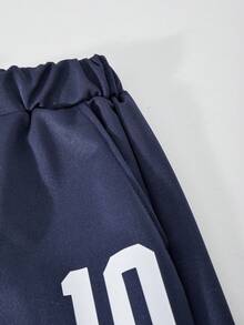 Bộ đồ thể thao thường ngày cho bé gái 8-12 tuổi, áo nỉ màu xanh navy lệch vai in số và quần cùng màu, trang phục thường ngày thời trang, bộ 2 món. - Màu xanh hải quân - Xem 10