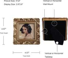 Small Vintage Picture Frames 3x3 Antique Ornate Mini Square Picture Frames For Wall Mount And Tabletop Victorian Home Decor Photo Gallery Art, Gold, Square - ColorD - 查看 3