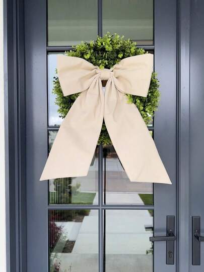 1pc White Satin Bow, Wedding Decor Bow, Home Decor, 2026 Valentine's Day Aesthetic, Satin Bow Bedroom Decor, Stairwell Decor - Ideal For Bridal Shower, Wedding Party Decor, Valentine's Day Decor, Christmas Home Gift, Ramadan Decor