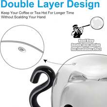 1pc Cartoon Cat Double-Layer Handle Glass Coffee Cup, Insulated & Heat-Resistant. Heart-Shaped Double-Wall Glass Cup, Cute Cat Drinkware. Birthday Gift, Valentine's Day Gift, Back To School Gift - Multicolor - View 5