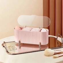 1pc Makeup Pad Swab Storage Box, Desktop Makeup Remover Pad, Toothpick, Dental Floss, Lipstick, Powder Compact Organizer Box With Cover, Dust-Proof Desktop Lipstick, Makeup Sponge, Makeup Brush Storage Box - Multicolor - View 6