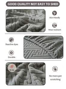 1pc Geometric Sofa Cover, Graphic Accent For An Instant Home Refresh, Practical And Slipcover - Grey - View 8