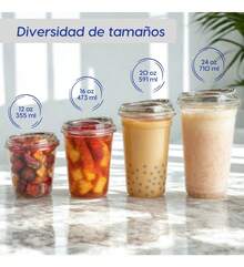 TendenciaAlviria 50 Vasos Desechables Plástico 24 Oz Tapa Boquilla TransparenteCalidad premium - 1 - Ver 4