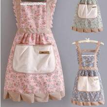 1/2pcs Small Floral Print Shoulder Strap Waterproof And Oil-Proof Princess Apron - Multicolor - View 4