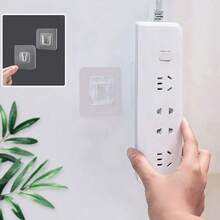 5pcs/3pcs/2pcs/1pc Multi-Function Wall Mounted Power Outlet Holder - Practical Hooks With Transparent Interlocking Clips, Strong Adhesive And Reusable Plastic Pads, Convenient For Bathroom And Door Frame Storage; No Drilling Installation, Space-Saving. Storage & Organization Strong Adhesive Hooks, Bathroom Accessories, Home Decor - Clear - View 9