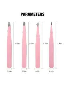 Fadvan 4pcs Stainless Steel Tweezers Set, Professional Precision Tweezers For Eyelash Extension, Eyebrow, Blackhead Removal - Multicolor - View 2