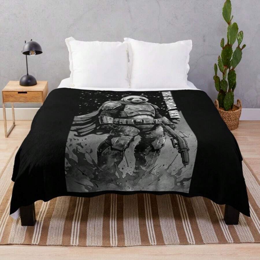 This Is The Panda Way Black And White Parody Throw Blanket - Ultra Soft Flannel Blanket For Couch, Bed And Humor Decor, Cute Animal Mandalorian Mashup Design, Cozy Gift For Fans And Comedy Lovers (1) - 主圖顏色 - 查看 1