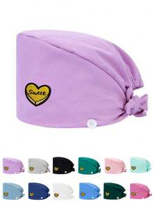 1 pezzo Cappellino da lavoro per donne in materiale di poliestere con stampa digitale a motivo a cuore del marchio, regolabile con elastico, adatto per medici, infermieri, saloni di bellezza, cliniche veterinarie, addetti alle pulizie e personale di servizio - Multicolore - Visualizzare 10