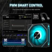 12厘米 ARGB 同步灯效静音散热风扇，适用于电脑机箱，CD纹理设计，带温度控制功能 - CD紋理 黑色反向 - 查看 2