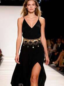 SHEEGIOR 1件多层流苏波浪链硬币吊坠腰链，适合女性作为肚皮舞装饰或身体链配饰 - 舞蹈腰鍊 - 查看 9