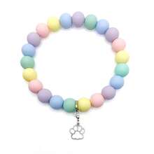 Pastel Rainbow Silicone Beaded Cat & Dog Necklace: Pet Collar - Multicolor - View 7