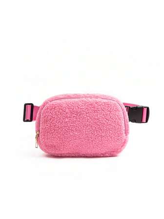 1个女士可调节仿羊羔绒腰包/斜挎包，适合运动跑步，日常使用亦可作为礼物