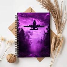 1本航空主题螺旋笔记本 - 大号，50张，100页，优雅的飞机图案封面 - 非常适合飞行员、旅行者、办公人士、学生、日记本 - 航空爱好者的理想礼物，也适合作为学习用品、时尚日记本、装订本、主题文具、日记爱好者、飞机笔记本、飞行员笔记本、符文日记本、国际象棋记谱本、学习用品/笔记本、学校笔记本 - K - 查看 15