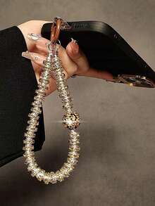 Luxury Rhinestone Phone Lanyard, Rhinestone Hoop & Ceramic Bead Combo Design, Anti-Lost Phone Strap, Dual-Use Phone Charm - Multicolor - View 4