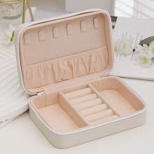 Simple Jewelry Bag Portable Travel Jewelry Storage Box Leather Jewelry Storage Box Fashion Women Portable Travel Jewelry Box PU Leather Necklace Ring Earrings Zipper Storage Boxes Jewelry Display Cases Organizer - 綠色 - 查看 9