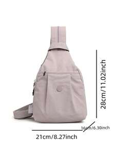 1pc Solid Color Nylon Fabric Zipper Closure Casual Shoulder Bag/Crossbody Bag For Men, Fits Daily Essentials Like Phone, Tissue, Suitable For Commuting, Work, School, Shopping, Short-Distance Travel
