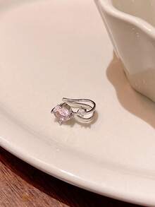 1pc Luxury Personalized Fashionable Niche High-End Zirconia Ear Clip No Piercing Ear Cuff Earrings Versatile Elegant Earrings