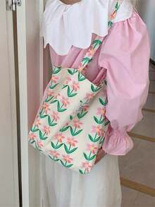 Summer Super Fresh European And American French Style Rhombus Ditsy Floral Fashion Shoulder Bag, Student Cloth Bag - Multicolor - View 6