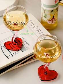 1pc Customized Logo High-Quality Wine Glass, Red Wine Glass, Heart-Shaped White Wine Glass, Elegant Home Use Wedding/Valentine's Day Gift - Multicolor - View 1