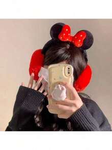 1pc Disney Mickey Mouse Series Cute Plush Winter Ear Muffs, Cartoon Bow Design Warm Earmuffs, Foldable Plush Ear Warmers, Unisex Windproof Warm Adorable Earmuffs, Suitable For Cycling, Windproof, Protective Earmuffs. Winter Earmuffs, Warm Ear Protection, Plush Ear Covers, Women Earmuffs (Random Color)