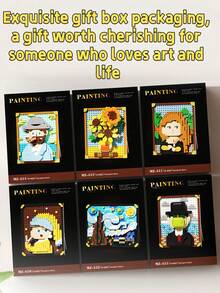 1件装全新绘画积木，精美礼盒套装，DIY绘画积木，星空、女孩、海浪、山脉图案，情人节礼物，生日礼物，绘画爱好者桌面装饰，客厅装饰，办公桌摆件 - 彩色 - 查看 2