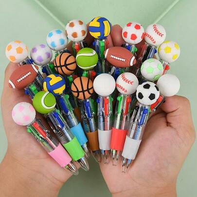1Set1pcs Champion, Football, Rugby, Basketball, Volleyball Pen, Multi-Color Four-In-One Ballpoint Pen, Suitable For Offices, Sports Enthusiasts, Novelty Gifts For Returning Students, Perfect Gifts For Football Parties, Party Gifts, Office Supplies, Sports-Themed Accessories, Fun Stationery, Smooth Writing, Plastic Pen, Writing Tool, Replaceable Ink Cartridges, Sports Fans, Office Employees' Christmas Gifts