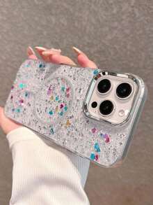 シンプルな黒色のアクリル透明電話ケース、 17 Pro Max/17 Pro/17 Air/17/16 Pro Max/16/16 Pro/16 Plus/11/15/15 Pro/15 Pro Max/12/13/14 Pro Max/XS/XR/11 Pro/11 Pro Max/12 Pro/12 Pro Max/13 Pro/13 Pro Max/7 Plus/14 Pro/14 Pro Max/14 Plus/7 Plus/8 Plus/8/SE2/12 Mini/13 Mini/16Eに対応、耐久性があり黄変防止のハードシェル - シルバー - 輝くマグネットケース - チェックする 8