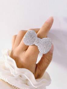 1pc Y2K Millennium Super Shiny Visual Series Pink Bow Adjustable Open Ring, Women Jewelry Accessory, Gift - Bow - View 8